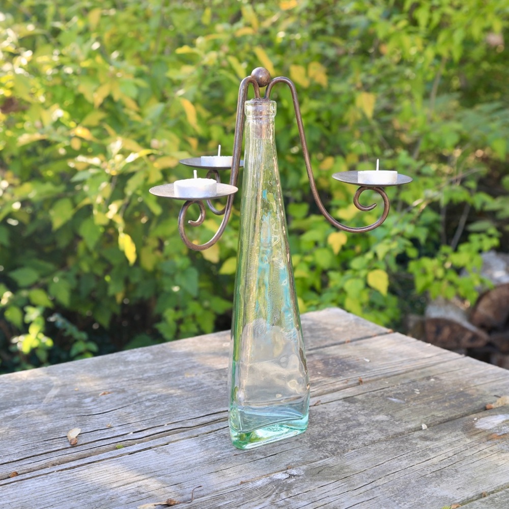 Triangular Glass Vase Candelabra - Picture 7 of 11